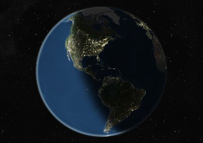 Globe Centred on the Americas, True Colour Satellite Image by Unknown